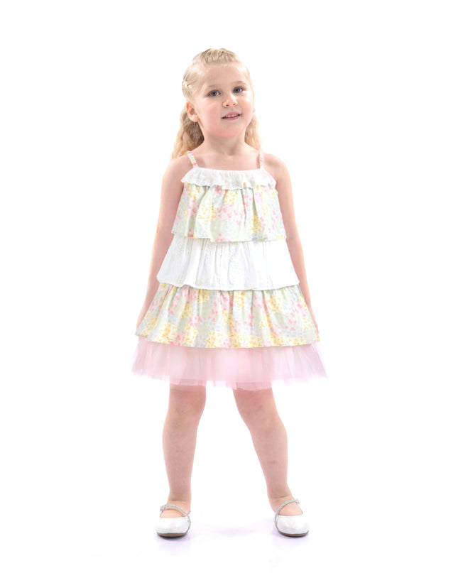 Yellow Tiered Warm Floral Dress Set