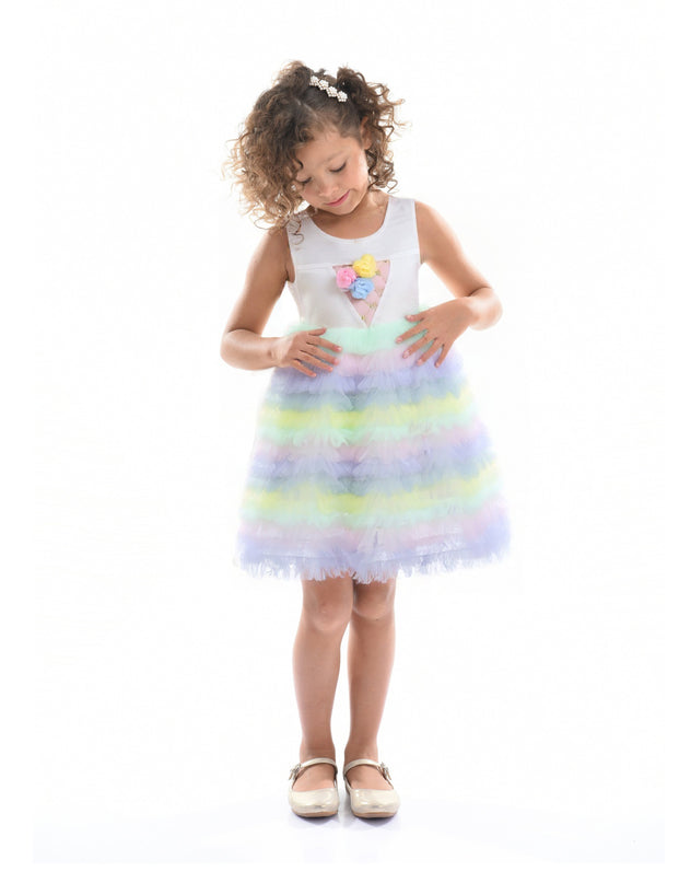 Purple Ruffle Tiered Pom Dress