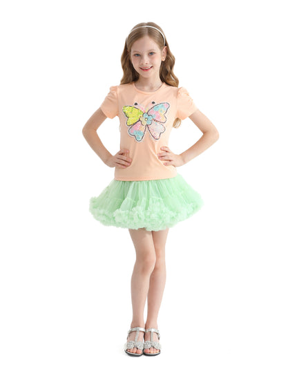 Peach Butterfly Applique T-Shirt
