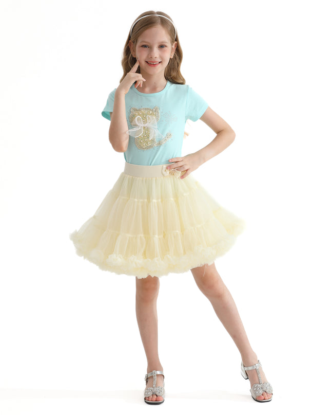 Yellow Pastel Bow Tulle Skirt