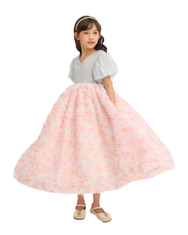Blue Pastel Pink Floral Latona Dress
