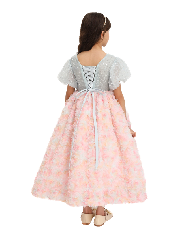 Blue Pastel Pink Floral Latona Dress