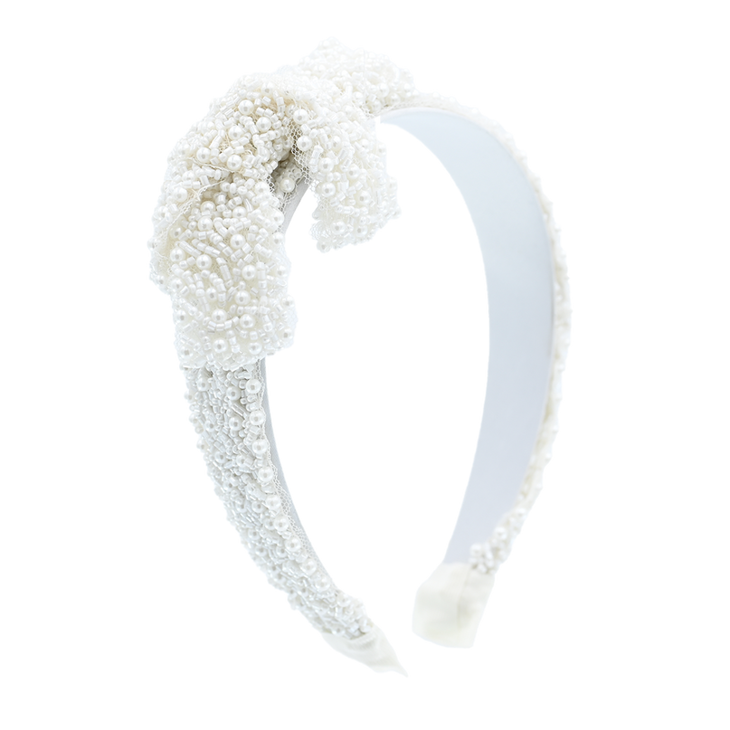 Beaded Pearl Bow Headband