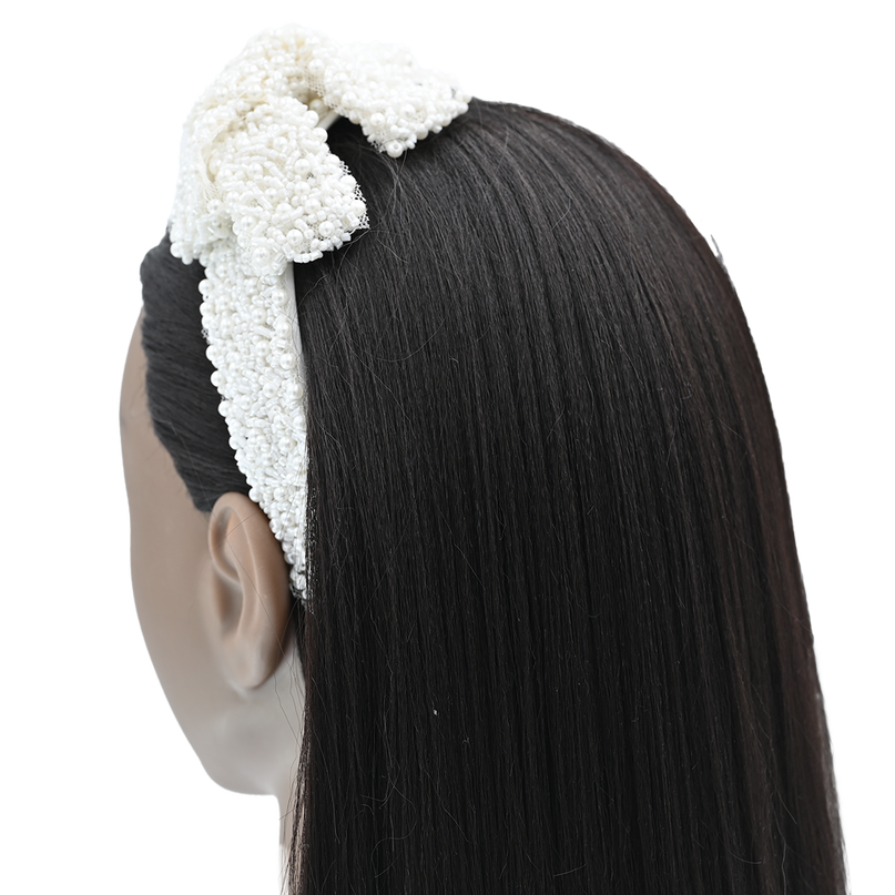 Beaded Pearl Bow Headband