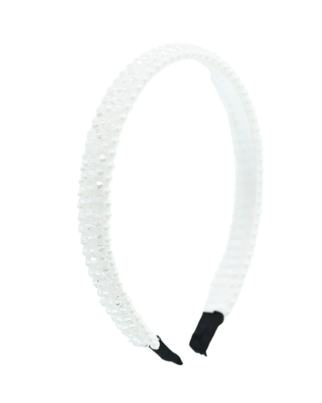 Pearl Lined Rhinestone Banded Headband