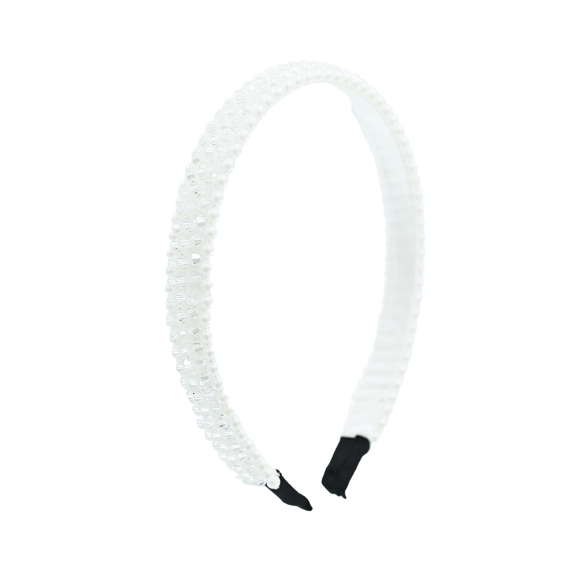 Pearl Lined Rhinestone Banded Headband