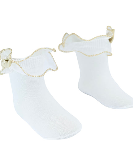 Gold Trim Bow Tulle Socks