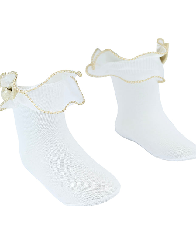 Gold Trim Bow Tulle Socks
