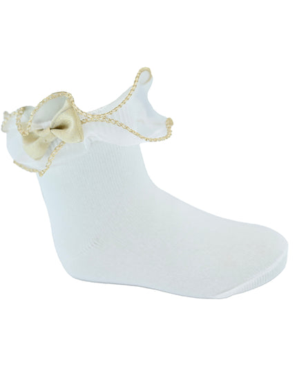 Gold Trim Bow Tulle Socks