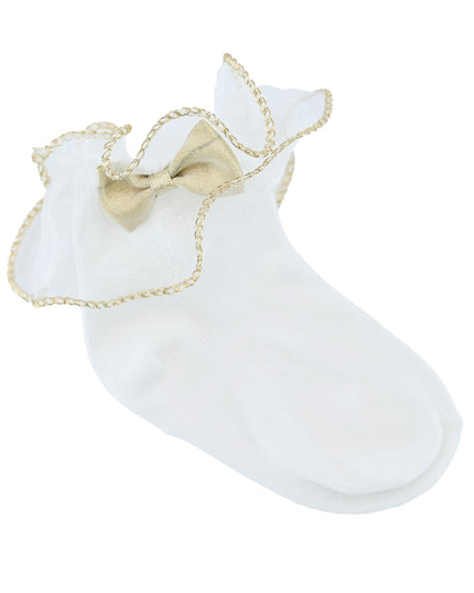 Gold Trim Bow Tulle Socks