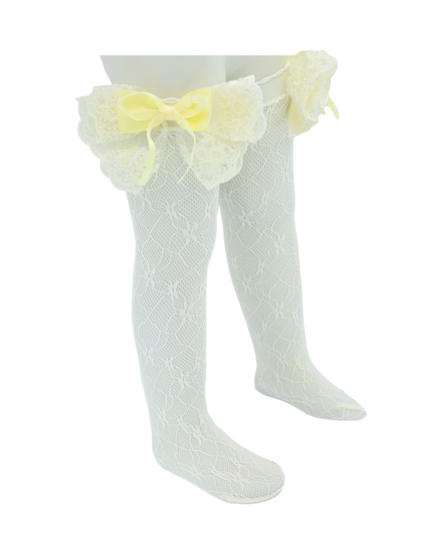 Embroidered Ribbon Bow Long Socks