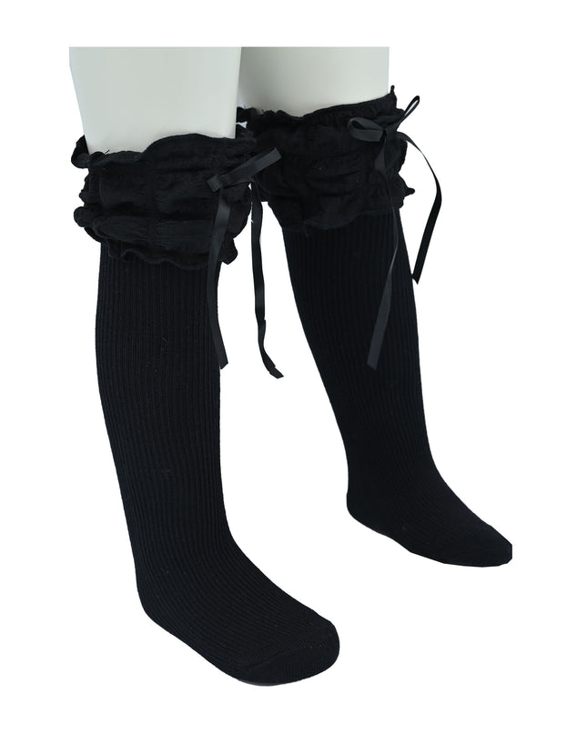 Ruffled Ribbon Long Socks