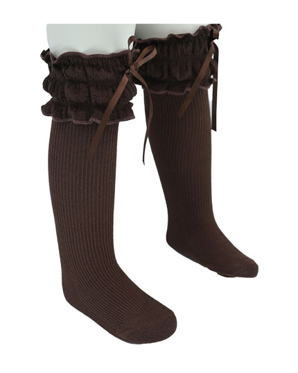 Ruffled Ribbon Long Socks