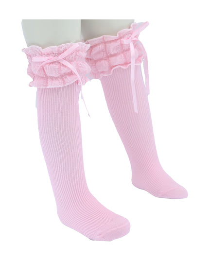 Ruffled Ribbon Long Socks