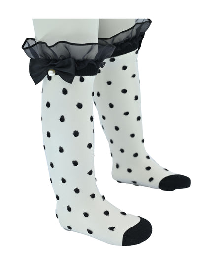 Transparent Polka-Dot Bow Trim Socks