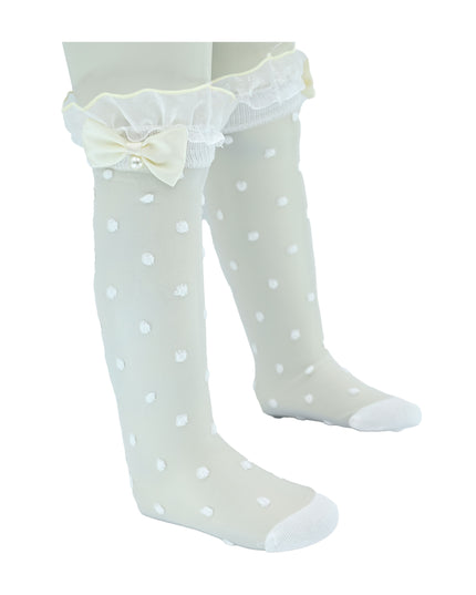 Transparent Polka-Dot Bow Trim Socks