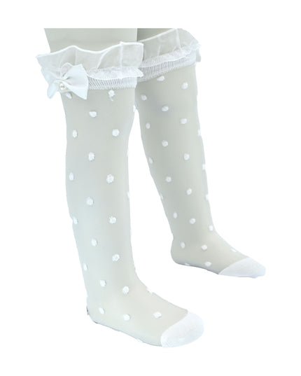 Transparent Polka-Dot Bow Trim Socks