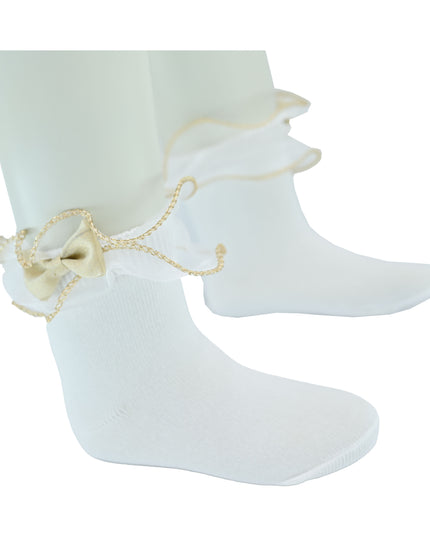 Gold Trim Bow Tulle Socks