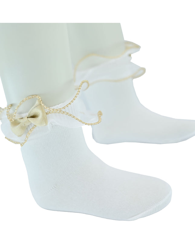 Gold Trim Bow Tulle Socks