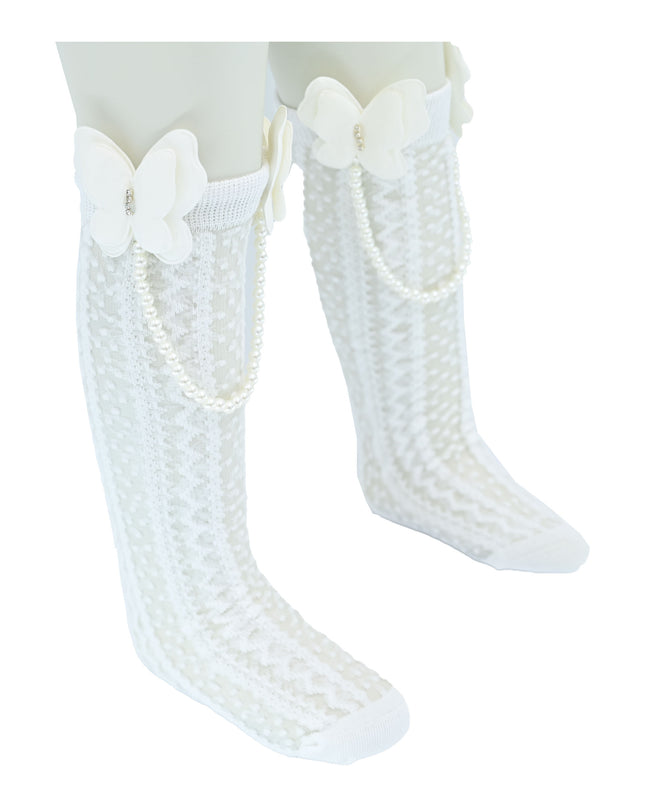 Butterfly Lace Pearl Link Socks