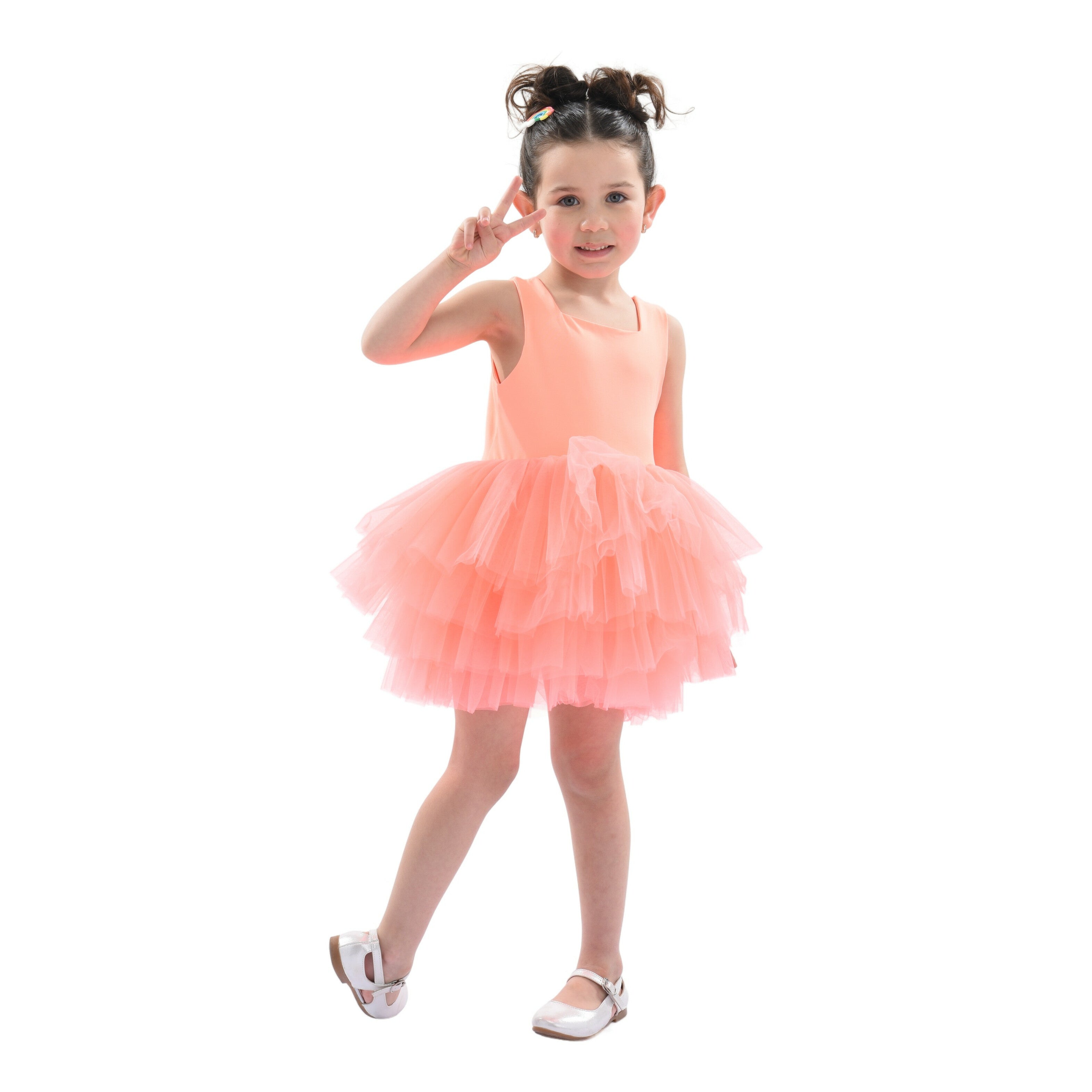 pink and orange tutu dress Shein Orange/Pink Sleeveless Tutu Flare Dress Toddler Girls Size 4