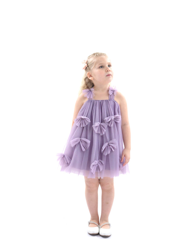 Purple Emery Sleeveless Bow Dress