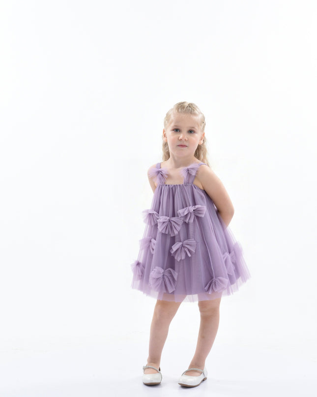 Purple Emery Sleeveless Bow Dress