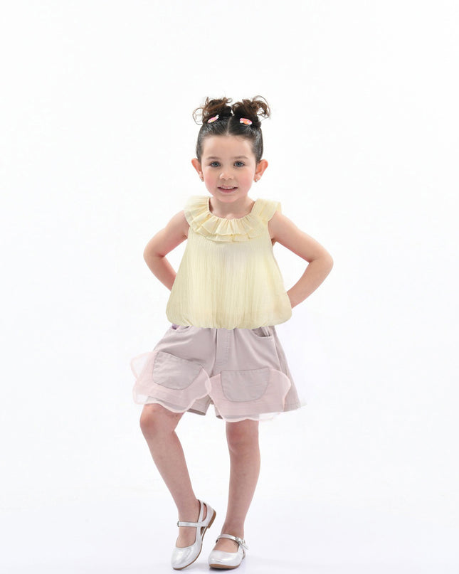 Yellow Mauve Ruffle Outfit Set