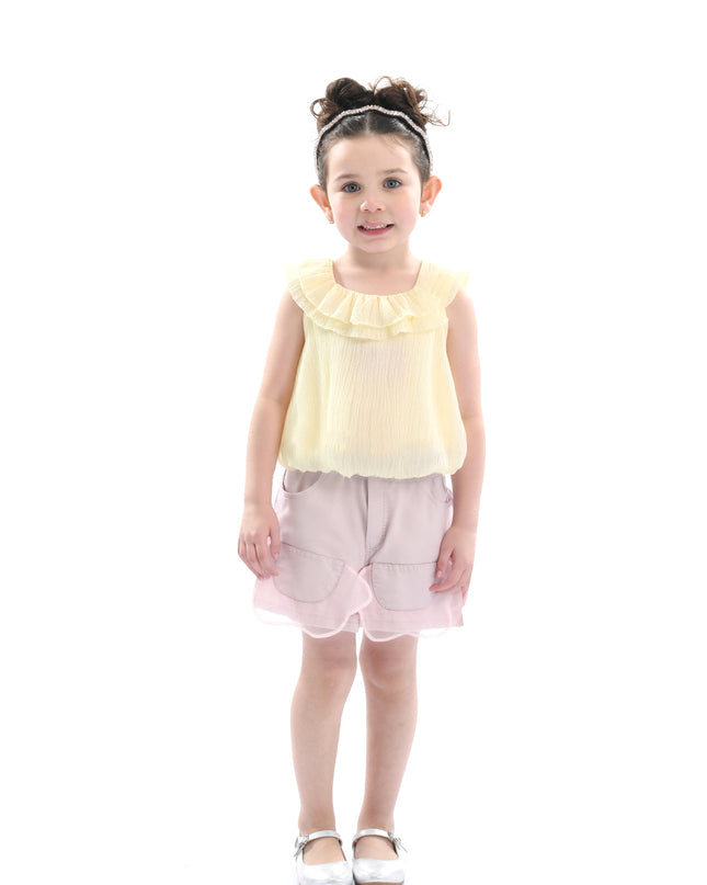 Yellow Mauve Ruffle Outfit Set