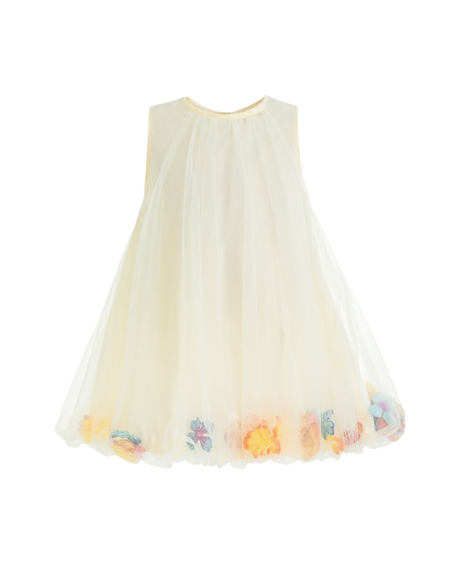 Ivory Floral Layered Sleeveless Dress