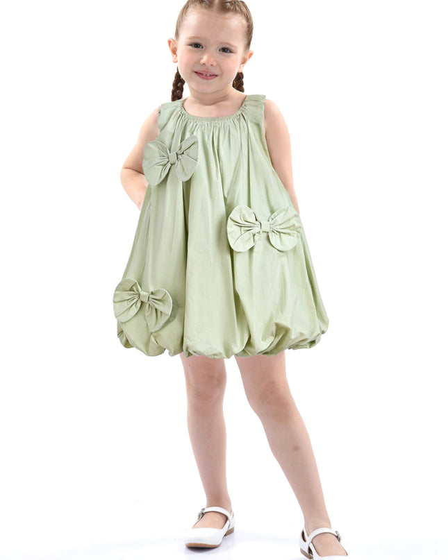 Sage Sleeveless Bow Dress