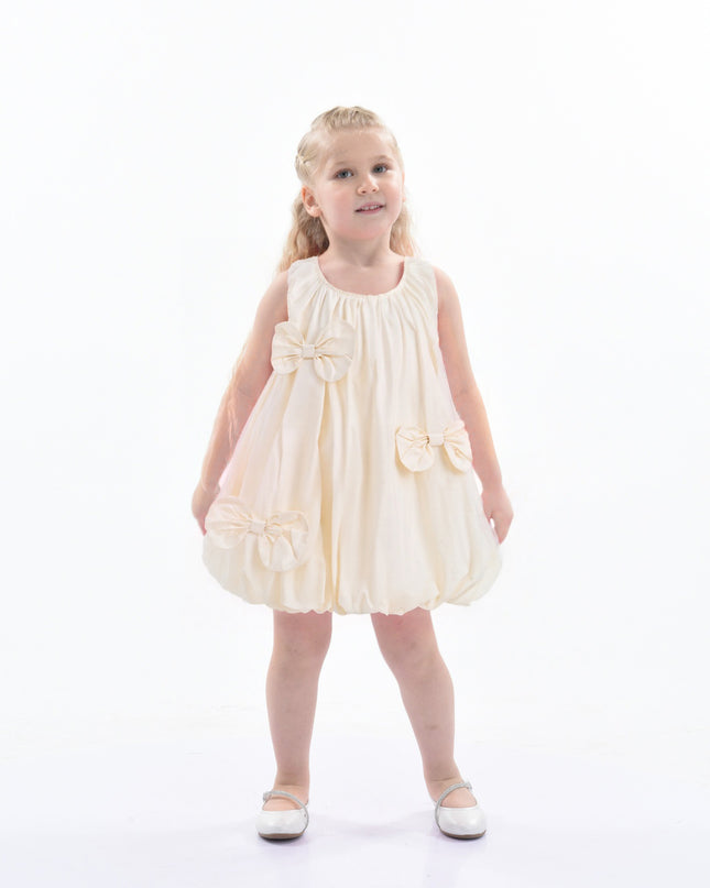 Ivory Sleeveless Bow Dress