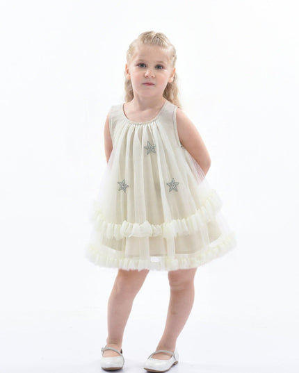 Mist Sleeveless Star Ruffle Dress
