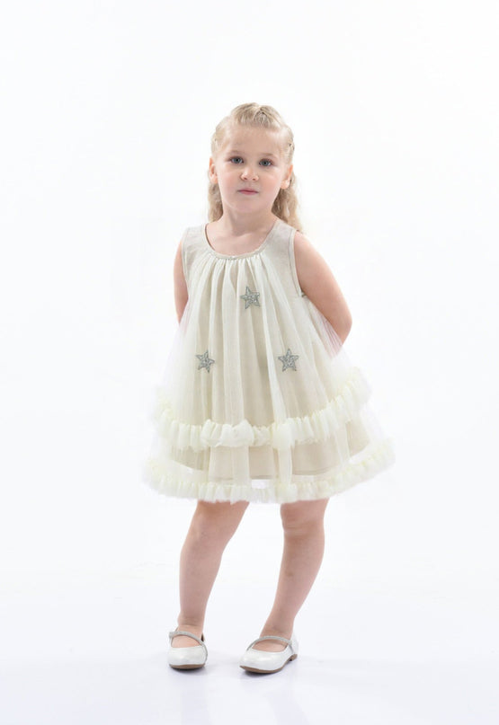Mist Sleeveless Star Ruffle Dress