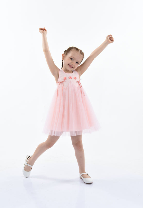 Peach Blush Rose Ribbon Dress