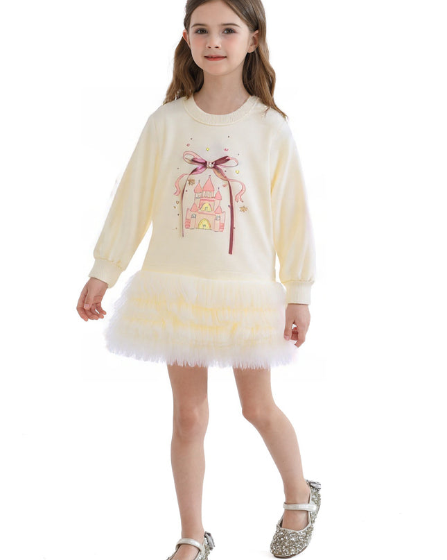 Beige Ruffle Ribbon Dress