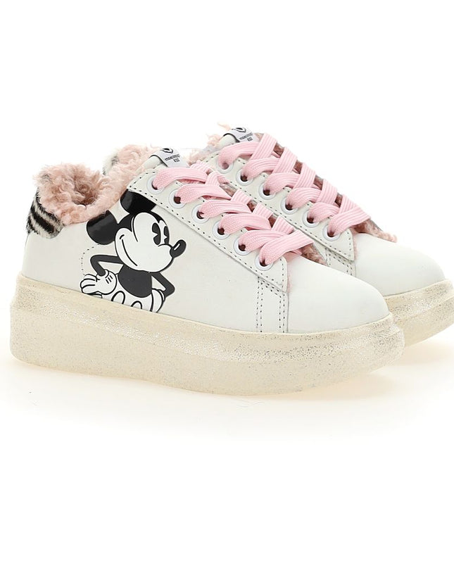 Kids Atelier-Master of arts-Pink Trim Mickey Platform Sneakers