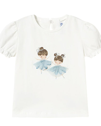 Kids Atelier-Mayoral-Natural Sky Blue Embroidered Ballerina T-Shirt