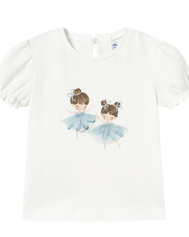 Kids Atelier-Mayoral-Natural Sky Blue Embroidered Ballerina T-Shirt