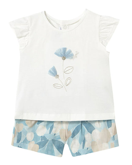 Kids atelier-Mayoral-Floral Shorts and Baby T-Shirt Set