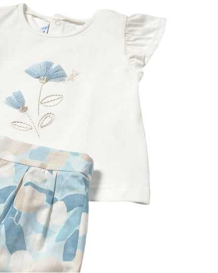 Kids atelier-Mayoral-Floral Shorts and Baby T-Shirt Set