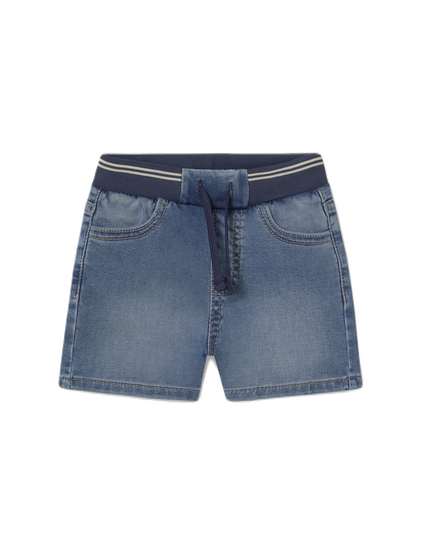 Kids Atelier-Mayoral-Baby Denim Shorts with Elastic Waistband
