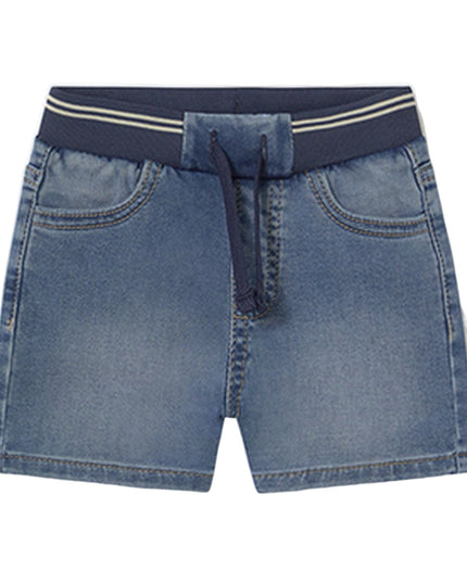 Kids Atelier-Mayoral-Baby Denim Shorts with Elastic Waistband
