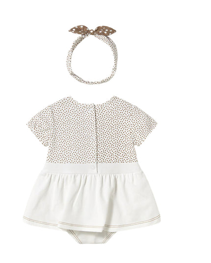 Kids Atelier-Mayoral-Newborn Girl Faux Dungarees Roper Set With Headband