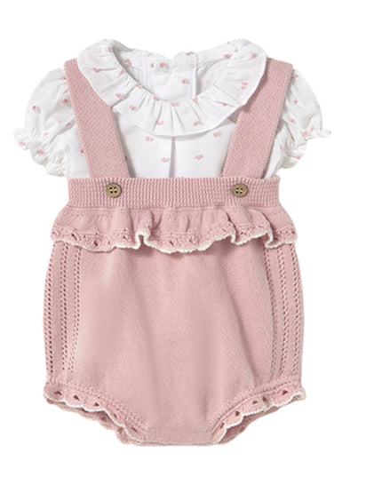 Kids Atelier-Mayoral-Newborn Girl Tricot Romper With Blouse