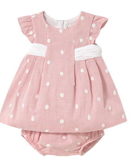 Kids Atelier-Mayoral-Newborn Girl Embroidered Dress With Nappy Cover