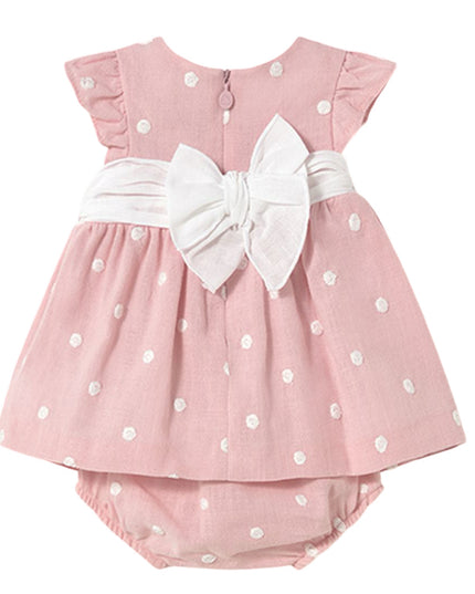 Newborn Girl Embroidered Dress With Nappy Cover