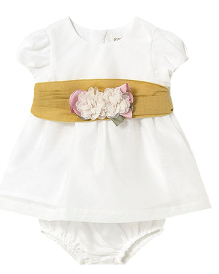 Kids Atelier-Mayoral-Newborn Girl Dress With Nappy Cover and Sash