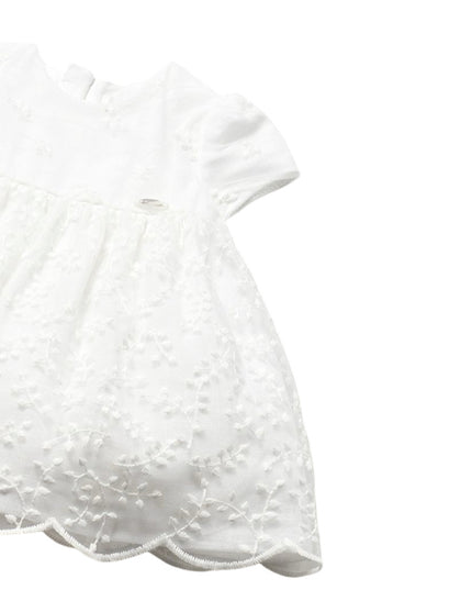 Kids Atelier-Mayoral-Newborn Girl Embroidered Tulle Dress with Nappy Cover