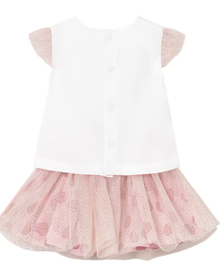 Kids Atelier-Mayoral-Newborn Tulle Skirt and T-Shirt Set